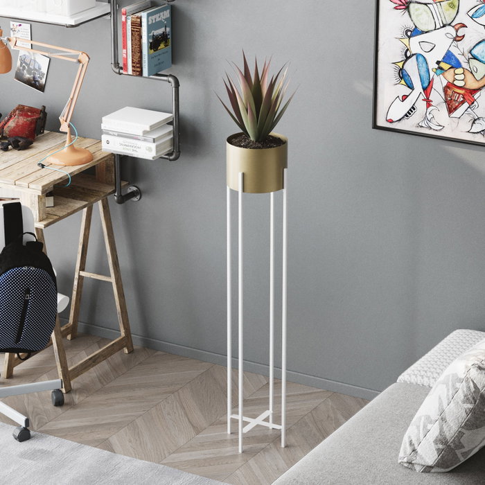 Aberto Design GED-024-C Maceta Decorativa Blanco y Dorado de 108 cm Aberto Design GED-024-C Maceta Decorativa Blanco y Dorado de 108 cm
